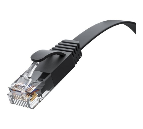 GCR Патч-корд PROF плоский прямой 2.0m, UTP медь кат.6, черный, 30 AWG, ethernet high speed 10 Гбит/с, RJ45, T568B, GCR-52861