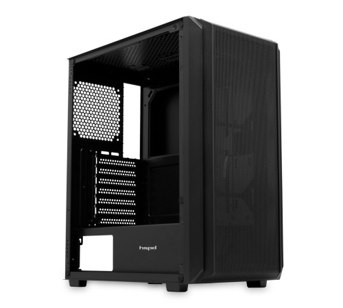 Корпус без блока питания/ Case HSPD M730, Mesh Mid Tower, Black, TG, 0.4 SPCC, no fans, E-ATX, ATX, mATX, mITX, 155/280/175-200mm, 2x2.5", 2x3.5", 7xPCI, 1xUSB-A 3.0, 2xUSB-A 1.0, 335x193x445mm