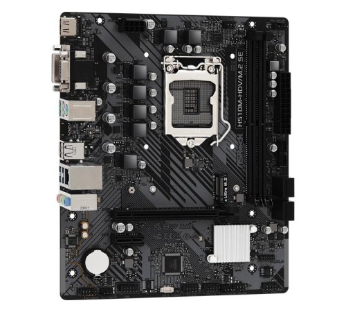 Материнская плата ASROCK H510M-HDV/M.2 SE, LGA1200, H470, 2*DDR4, 4*SATA, 1*M.2, 4*USB 3.2, 2*USB 2.0, 1*PCIx16, 1*PCIx1, D-Sub+HDMI+DVI-D, mATX