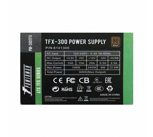 блок питания Powerman Power Supply 300W PM-300TFX 80+ Bronze with power cord 1.5m (8cm fan) блок питания Powerman Power Supply 300W PM-300TFX 80+ Bronze with power cord 1.5m (8cm fan)
