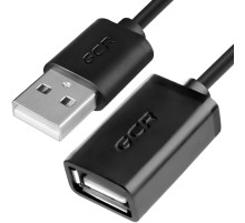 Greenconnect Удлинитель 0.5m USB 2.0, AM/AF, черный, 28/28 AWG, экран, армированный, морозостойкий, GCR-UEC6M-BB2S-0.5m