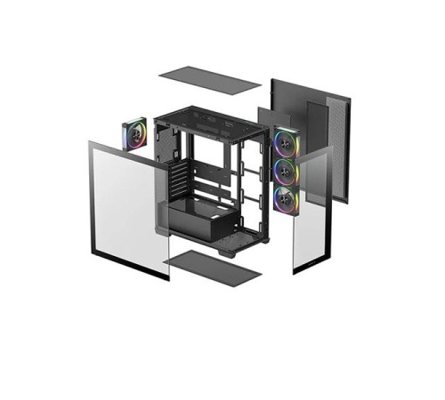 корпус Deepcool CG580 4F V2 без БП, боковое окно (панорама), 4x120mm ARGB PWM вентилятора, черный, ATX (R-CG580-BKADA4-G-2)