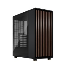 Корпус без блока питания/ Case Fractal Design North TG Dark Tint, Midi-Tower, 2x140mm, 2xUSB-A 3.2 + 1xUSB 3.2 Type-C ATX, mATX, mITX Wood panel, Charcoal Black