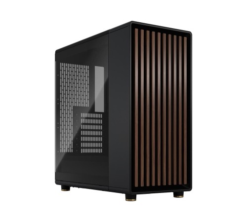 Корпус без блока питания/ Case Fractal Design North TG Dark Tint, Midi-Tower, 2x140mm, 2xUSB-A 3.2 + 1xUSB 3.2 Type-C ATX, mATX, mITX Wood panel, Charcoal Black