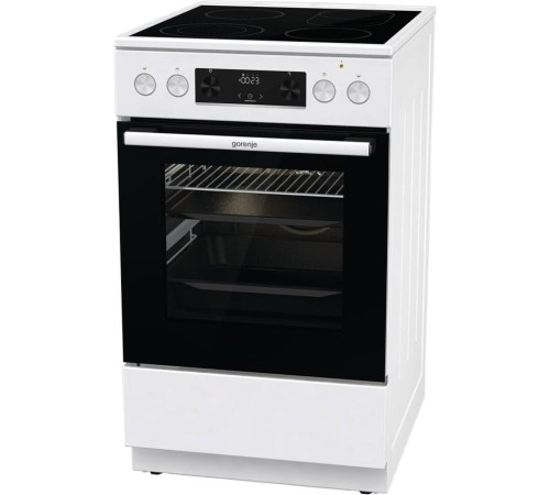Плита Gorenje/ Плита Gorenje, полезный объем 70 л, эргономичные переключатели, сенсорный программатор IconLED, эмаль SilverMatte, очистка паром, индикатор остаточного тепла для каждой конфорки, телескопические направляющие на 2-х уровнях, дверца CompactDo
