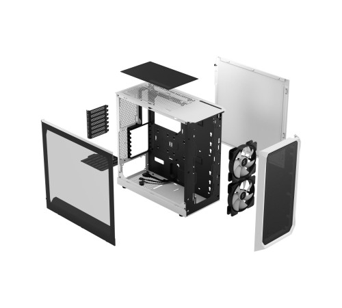 Корпус ПК без блока питания/ Case Fractal Design Focus 2 RGB, Midi-Tower, 2x140mm RGB, 2xUSB-A 3.2 ATX, mATX, mITX White