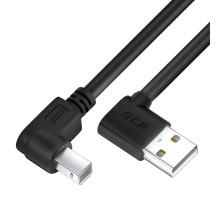 GCR Кабель 1.0m USB 2.0, AM угловой левый/BM угловой левый, черный, 28/28 AWG, экран, армированный, морозостойкий, GCR-52515