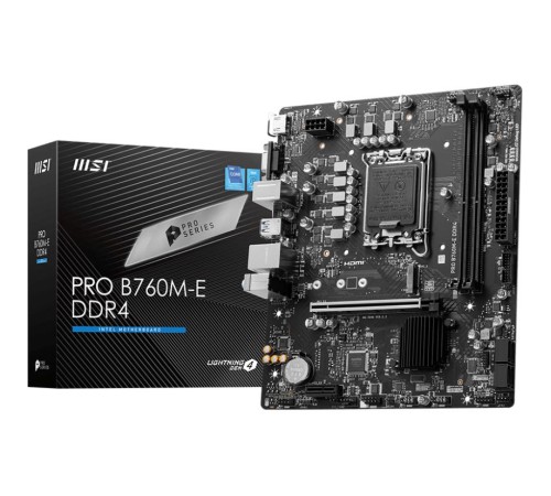 Материнская плата/ MB MSI INTEL B760 s1700, 2xDDR4(64GB), D-SUB/HDMI 1.4, 1xPCIe 4.0x16, 1xPCIe 3.0, 1xLAN, 4xSATA 6Gb/s, 1xM.2, 2xUSB 3.2, 4xUSB 2.0, 1xPS/2, mATX Материнская плата/ MB MSI INTEL B760 s1700, 2xDDR4(64GB), D-SUB/HDMI 1.4, 1xPCIe 4.0x16, 1xPCIe 3.0, 1xLAN, 4xSATA 6Gb/s, 1xM.2, 2xUSB 3.2, 4xUSB 2.0, 1xPS/2, mATX