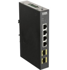 Коммутатор/ DIS-100G-6S Unmanaged Industrial Switch 4x1000Base-T, 2x1000Base-X SFP, Surge 6KV, Alarm relay, DIN-Rail, metal case IP40, -20 to 65°C, only DC power, w/o power supply