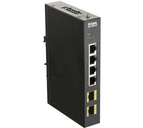 Коммутатор/ DIS-100G-6S Unmanaged Industrial Switch 4x1000Base-T, 2x1000Base-X SFP, Surge 6KV, Alarm relay, DIN-Rail, metal case IP40, -20 to 65°C, only DC power, w/o power supply