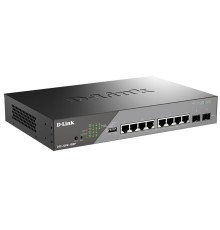 Коммутатор D-Link Настраиваемый L2 PoE-коммутатор, 8x1000Base-T PoE, 2x1000Base-X SFP, PoE-бюджет 130 Вт, дальность PoE до 250 м