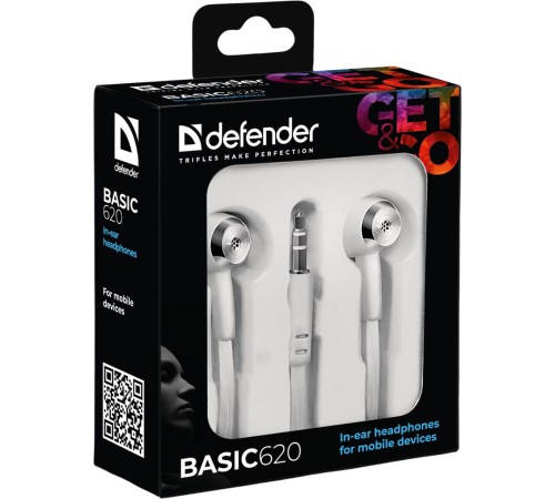 Defender Наушники вставки Basic 620 белый