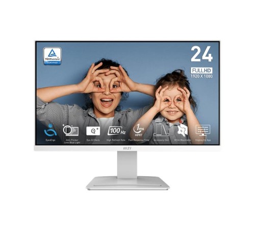 Монитор MSI PRO MP2412W 23.8" 16:9 FHD(1920x1080) VA Flat,1ms(MPRT),4000:1,100M:1,300nit,178/178,HDMI 1.4,Tilt,VESA,100Hz,White,1y war-ty
