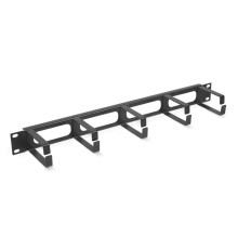  Cabeus JB08-1U-BK Кабельный органайзер горизонтальный 19" 1U, 5 колец, металлический, цвет черный (RAL9004)