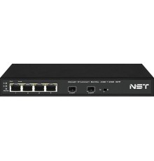 Коммутатор Gigabit Ethernet/ Коммутатор Gigabit Ethernet на 4 RJ45 + 2 SFP. Порты: 4 x GE (10/100/1000Base-T), 2 x GE SFP (1000Base-FX). В комплекте БП DC12V(1A). Встроенная грозозащита 3кВ.  Размеры (ШхВхГ): 210x28x85мм. Рабочая температура: -10…+55°С.
