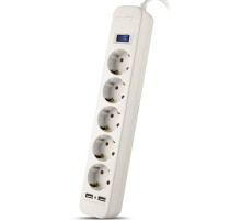 Фильтр SVEN SF-05LU 1,8 м (5 евро розеток,2 USB) белый, цветная коробка/ Surge protector SVEN SF-05LU 1,8 м (5 евро розеток,2 USB) белый, цветная коробка