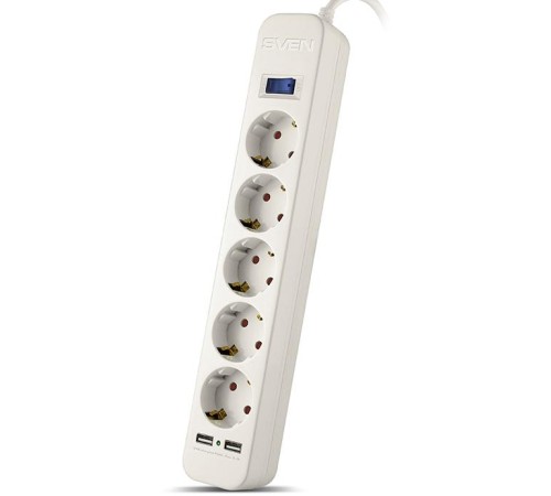 Фильтр SVEN SF-05LU 1,8 м (5 евро розеток,2 USB) белый, цветная коробка/ Surge protector SVEN SF-05LU 1,8 м (5 евро розеток,2 USB) белый, цветная коробка Фильтр SVEN SF-05LU 1,8 м (5 евро розеток,2 USB) белый, цветная коробка/ Surge protector SVEN SF-05LU 1,8 м (5 евро розеток,2 USB) белый, цветная коробка