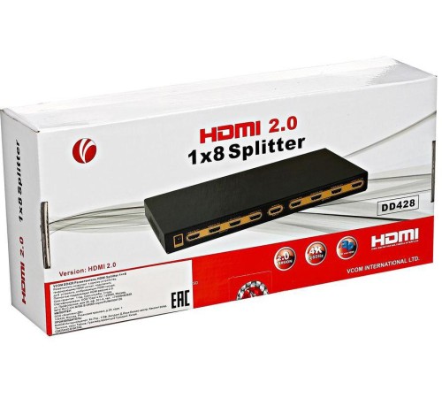 Разветвитель/ Разветвитель VCOM <DD428> HDMI Splitter (1in -> 8out, ver2.0)