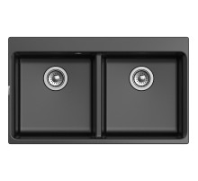 Кухонная мойка RIVELATO RIVELATO Мойка AXEL 90-2D  2-чаши 870*520мм, монтаж: врезной, материал: кварц, цвет: черный