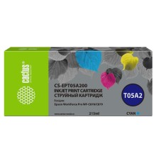 -/ Картридж струйный Cactus CS-EPT05A200 T05A2 голубой (215мл) для Epson WorkForce Pro WF-C878/C879
