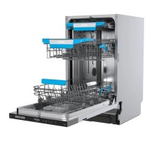 Встраиваемая посудомоечная машина KORTING/ Встраиваемая посудомоечная машина KORTING, 45 см, 3 корзины, 10 комплектов, регулировка высоты Easy Lift, электронное/сенсорное управление, цифровой дисплей, 8 программ, отложенный старт, LED освещение, автооткры