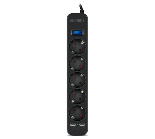 Фильтр SVEN SF-05LU 3.0 м (5 евро розеток,2*USB(2,4А)) черный, цветная коробка/ Surge protector SVEN SF-05LU 3.0 м (5 евро розеток,2*USB(2,4А)) черный, цветная коробка Фильтр SVEN SF-05LU 3.0 м (5 евро розеток,2*USB(2,4А)) черный, цветная коробка/ Surge protector SVEN SF-05LU 3.0 м (5 евро розеток,2*USB(2,4А)) черный, цветная коробка
