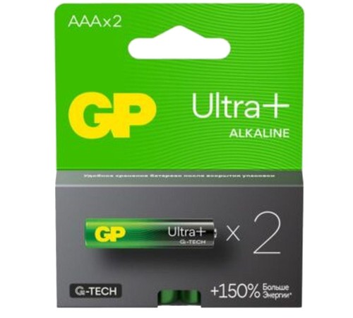 Элемент питания Алкалиновые батарейки c технологией G-tech GP Ultra Plus Alkaline 24А AАA - 2 шт. на блистере (2 шт.) Элемент питания Алкалиновые батарейки c технологией G-tech GP Ultra Plus Alkaline 24А AАA - 2 шт. на блистере (2 шт.)