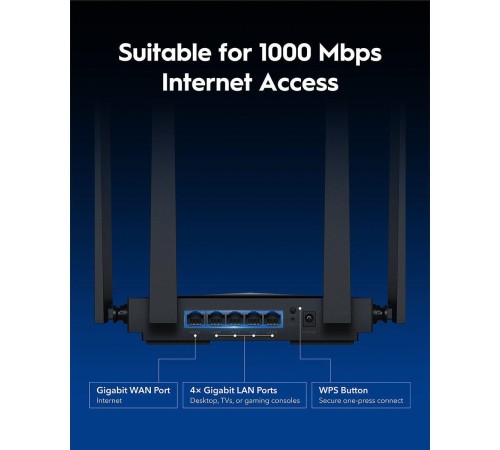 Маршрутизатор/ BE3600 Gigabit Dual Band Wi-Fi 7 Mesh Router, Chipset Broadcom, 802.11be/ax/ac/a/b/g/n, 2882Mbps at 5GHz + 688Mbps at 2.4GHz, 5 x 10/100/1000Mbps Ports, 4 x 5dBi fixed antennas, WiFi router/AP/ Repeater/WISP Mode, PPTP/L2TP/OpenVPN/WireGuar Маршрутизатор/ BE3600 Gigabit Dual Band Wi-Fi 7 Mesh Router, Chipset Broadcom, 802.11be/ax/ac/a/b/g/n, 2882Mbps at 5GHz + 688Mbps at 2.4GHz, 5 x 10/100/1000Mbps Ports, 4 x 5dBi fixed antennas, WiFi router/AP/ Repeater/WISP Mode, PPTP/L2TP/OpenVPN/WireGuar