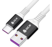 GCR Кабель 1.0m, TypeC POWER DELIVERY 60 W, 5A max, быстрая зарядка, белый TPE, AL case черный, белый ПВХ, 28/22 AWG, GCR-53656
