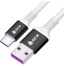 GCR Кабель 1.0m, TypeC POWER DELIVERY 60 W, 5A max, быстрая зарядка, белый TPE, AL case черный, белый ПВХ, 28/22 AWG, GCR-53656