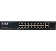 Коммутатор/ OSNOVO PoE коммутатор FE, 16 *10/100 Base-T с PoE, 2 x GE Uplink (RJ45), 1 x GE SFP Uplink, мощность PoE на порт до 30W, суммарно PoE до 292W