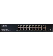 Коммутатор/ OSNOVO PoE коммутатор FE, 16 *10/100 Base-T с PoE, 2 x GE Uplink (RJ45), 1 x GE SFP Uplink, мощность PoE на порт до 30W, суммарно PoE до 292W