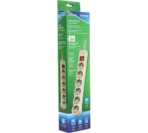 Сетевой фильтр Defender DFS 605 5 м, 6 розеток/ Surge Protector Defender DFS 605 5m, 6 outlets