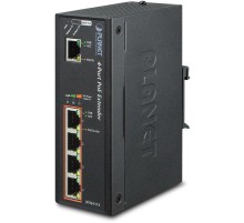 IPOE-E174 индустриальный PoE экстендер/ IP30 Industrial 1-Port 60W Ultra POE to 4-Port 802.3af/at Gigabit POE Extender (-40 to 75 C)