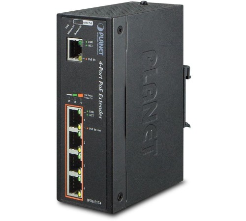 IPOE-E174 индустриальный PoE экстендер/ IP30 Industrial 1-Port 60W Ultra POE to 4-Port 802.3af/at Gigabit POE Extender (-40 to 75 C) IPOE-E174 индустриальный PoE экстендер/ IP30 Industrial 1-Port 60W Ultra POE to 4-Port 802.3af/at Gigabit POE Extender (-40 to 75 C)