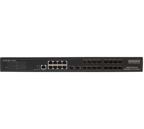 Коммутатор/ OSNOVO Управляемый (L2+) гигабитный коммутатор, 18*SFP 1000 Base-X, 8 *10/100/1000 Base-T