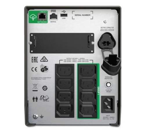 Источник бесперебойного питания APC Smart-UPS 1000VA/700W, Line-Interactive, LCD, Out: 220-240V 8xC13 (4-Switched), SmartSlot, USB, SmartConnect, Black, 1 year warranty (замена SMT1000I)