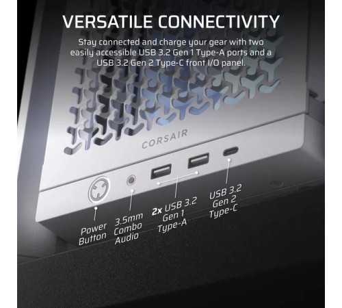 Корпус без блока питания/ Case Corsair Frame 4000D RS ARGB, Midi-Tower, TG, 3x120mm ARGB, 2xUSB-A 3.2, 1xUSB 3.2 Type-C, E-ATX, ATX, mATX, mITX White
