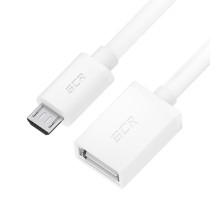 GCR Адаптер переходник OTG 0.15m USB, microB 5pin/AF, белый, 28/28 AWG, экран, морозостойкий, GCR-GCR-53043