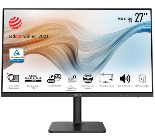 Монитор LCD 27'' [16:9] 1920х1080(FHD) IPS, nonGLARE, 75 Hz, 250 cd/m2, H178°/V178°, 1000:1, 100M:1, 16.7M, 5ms, HDMI, DP, USB-C, Height adj, Pivot, Tilt, Swivel, 1Y, Black