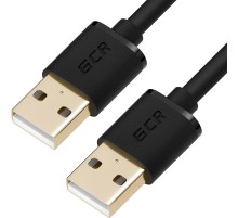 GCR Кабель 3.0m USB 2.0, AM/AM, черный, позолоченные контакты, 28/28 AWG, экран, армированный, морозостойкий