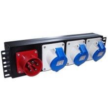 Блок розеток Блок розеток 19", 3-фазный без выключателя, 32A / 380V,1х3 IEC309, без шнура питания, разъем IEC309