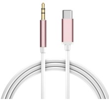 Кабель аудио TypeC - AUX jack 3,5mm, ультрагибкий, белый, розовый, GCR-52326