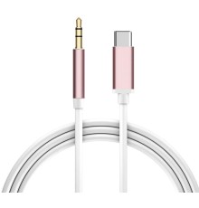 Кабель аудио TypeC - AUX jack 3,5mm, ультрагибкий, белый, розовый, GCR-52326