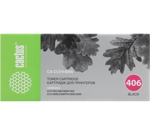 -/ Картридж лазерный Cactus CS-CLT-K406S CLT-K406S черный (1500стр.) для Samsung CLP-360/365/CLX-3300/3