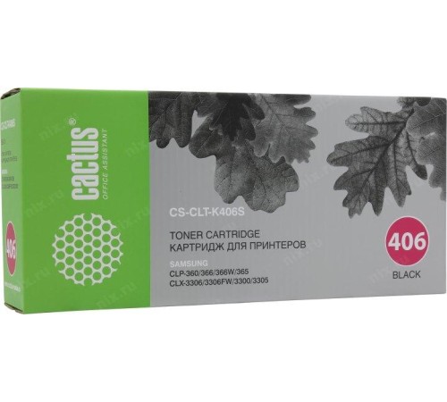 -/ Картридж лазерный Cactus CS-CLT-K406S CLT-K406S черный (1500стр.) для Samsung CLP-360/365/CLX-3300/3