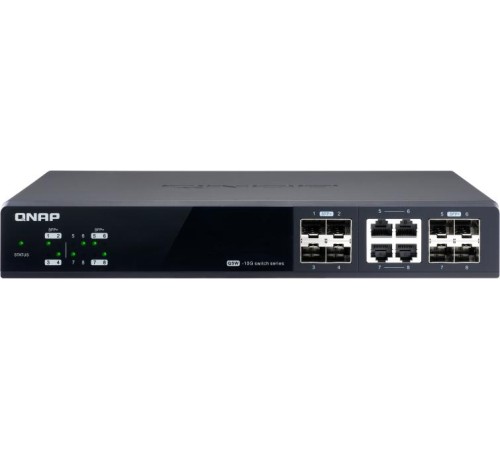 Коммутатор/ QNAP QSW-M804-4C 10 Gbps managed switch with 8 SFP + ports, 4 of which are combined with RJ-45, throughput up to 160 Gbps, JumboFrame support.