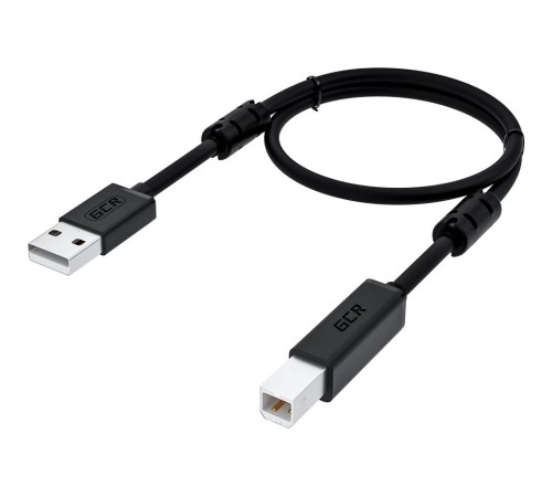 GCR Кабель PROF 1.5m USB 2.0, AM/BM, черный, ферритовые кольца, 28/24 AWG, экран, армированный, морозостойкий, GCR-52078