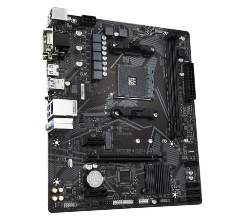 Мат. плата GIGABYTE A520M S2H, AM4, A520, 2*DDR4, 4*SATA, 1*M.2, 4*USB 3.2, 2*USB 2.0, 1*PCIx16, 2*PCIx1, D-Sub+HDMI+DVI, mATX