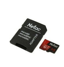 Носитель информации Netac P500 Extreme PRO 64GB MicroSDXC V30/A1/C10 up to 100MB/s, retail pack with SD Adapter